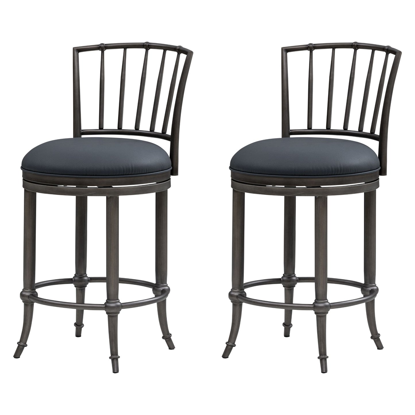 Vince - Commercial Grade Steel Frame Faux Leather Upholstered Swivel Counter Height Barstool
