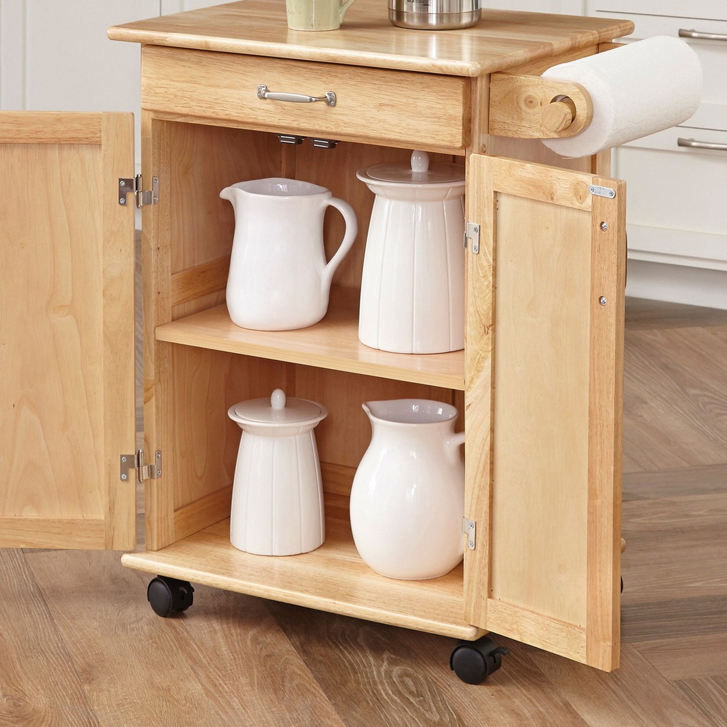 General Line - 33.75" Wood Kitchen Cart - Light Brown