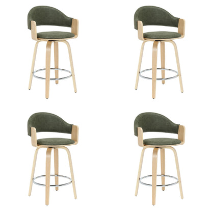 Daxton - Swivel Counter Height Round Back Wood Bar Stool With Faux Leather Seat