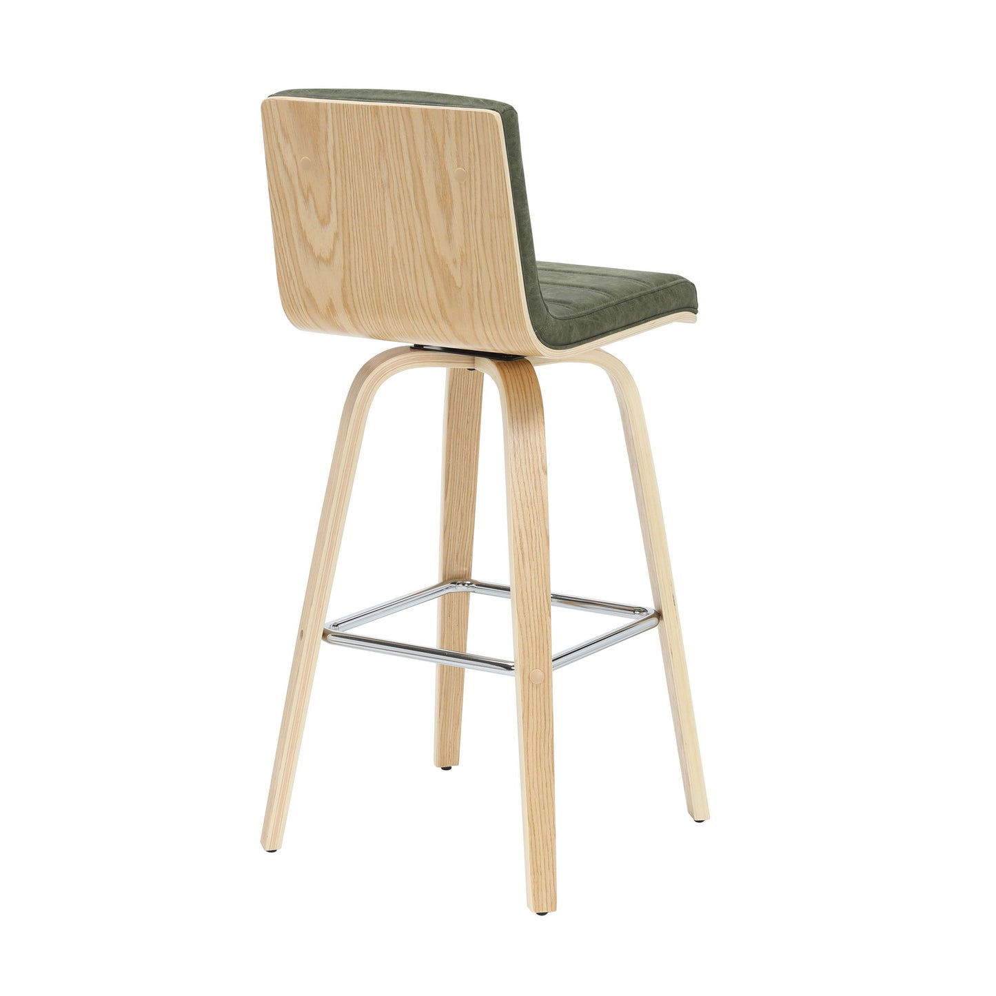 Vienna - 39.5" Swivel Bar Height Square Back Wood Bar Stool With Faux Leather Seat