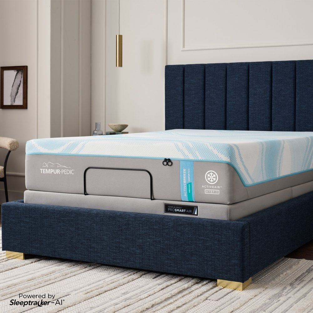 Tempur-Breeze - Tempur-ActiveBreeze Medium Hybrid Mattress With Ergo ProSmart Air Base