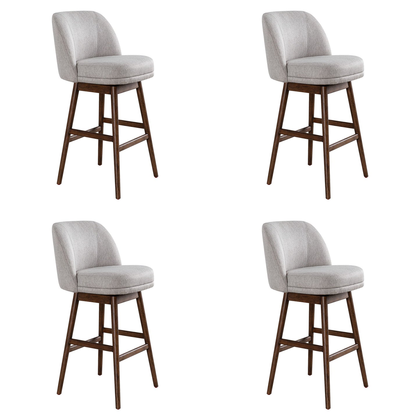 Sadie - Solid Wood Upholstered 30" Bar Height Swivel Barstool