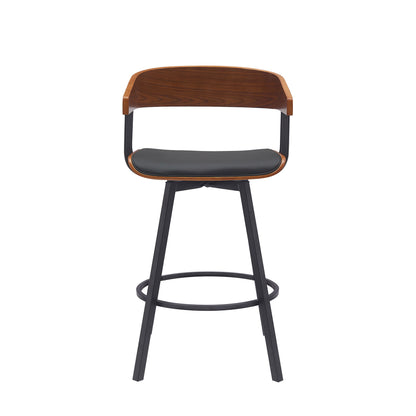 Athena - 27" Swivel Walnut Counter Stool - Black