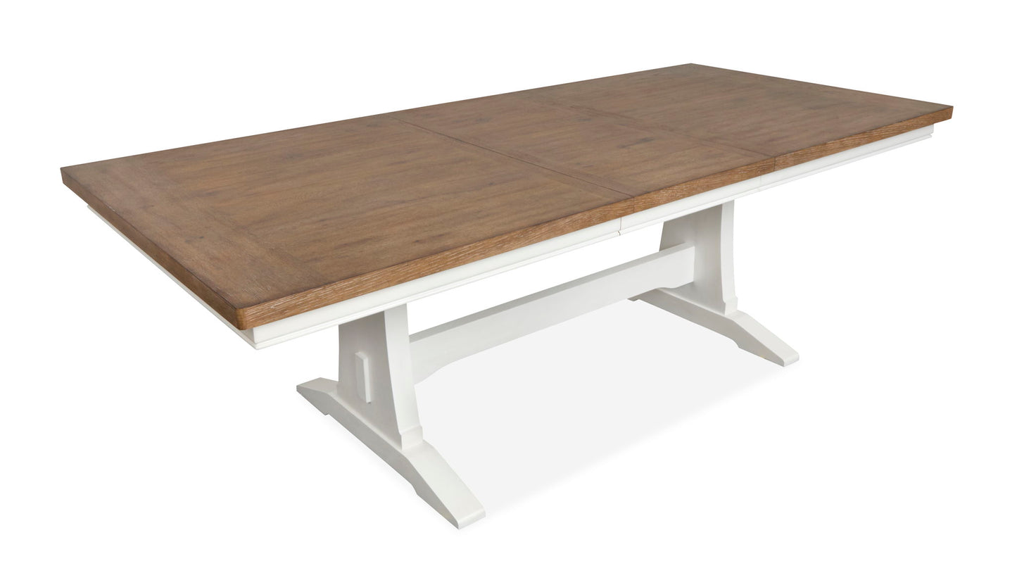 Kingston - Extendable Trestle Dining Table - Whisper White And Cerused Nutmeg