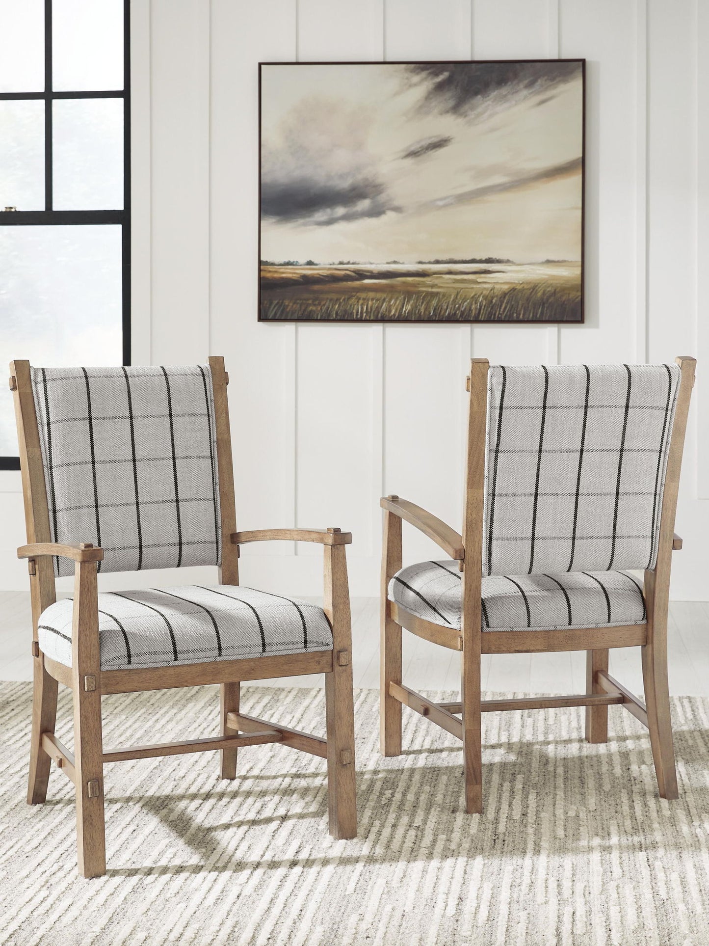 Ridgester - Dining Upholstered Arm Chair (Set of 2) - Light Brown