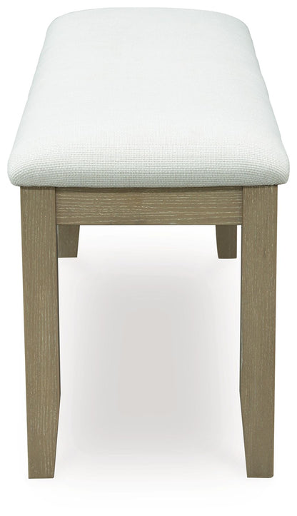 Calmoro - Large Upholstered Dining Room Bench - Off White / Gray