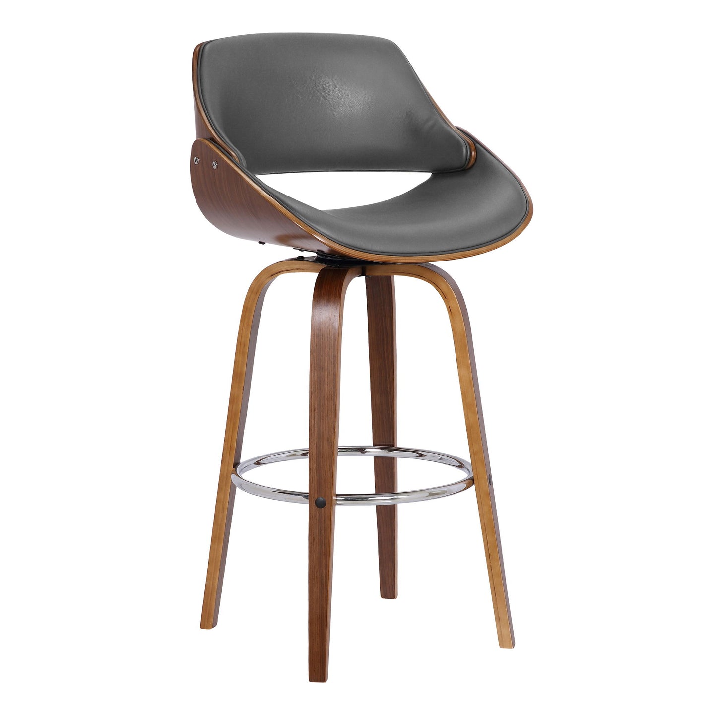 Mona - 26" Counter Height Swivel Bar Stool - Gray / Walnut