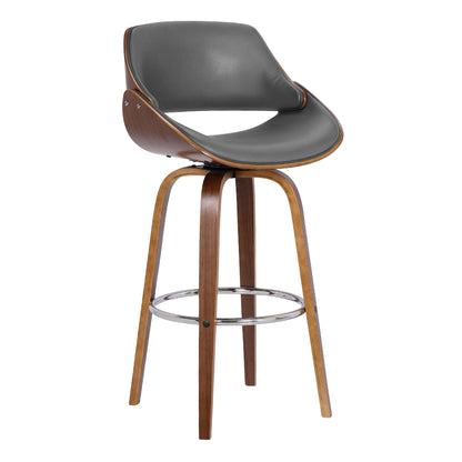 Mona - 26" Counter Height Swivel Bar Stool - Gray / Walnut