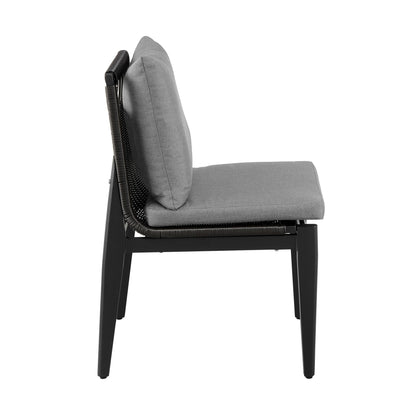 Cayman - Outdoor Patio Dining Chairs In Aluminum With Gray Cushions - (Set of 2)