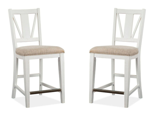 Heron Cove - Counter Chair With Upholstered Seat (Set of 2) - Chalk White