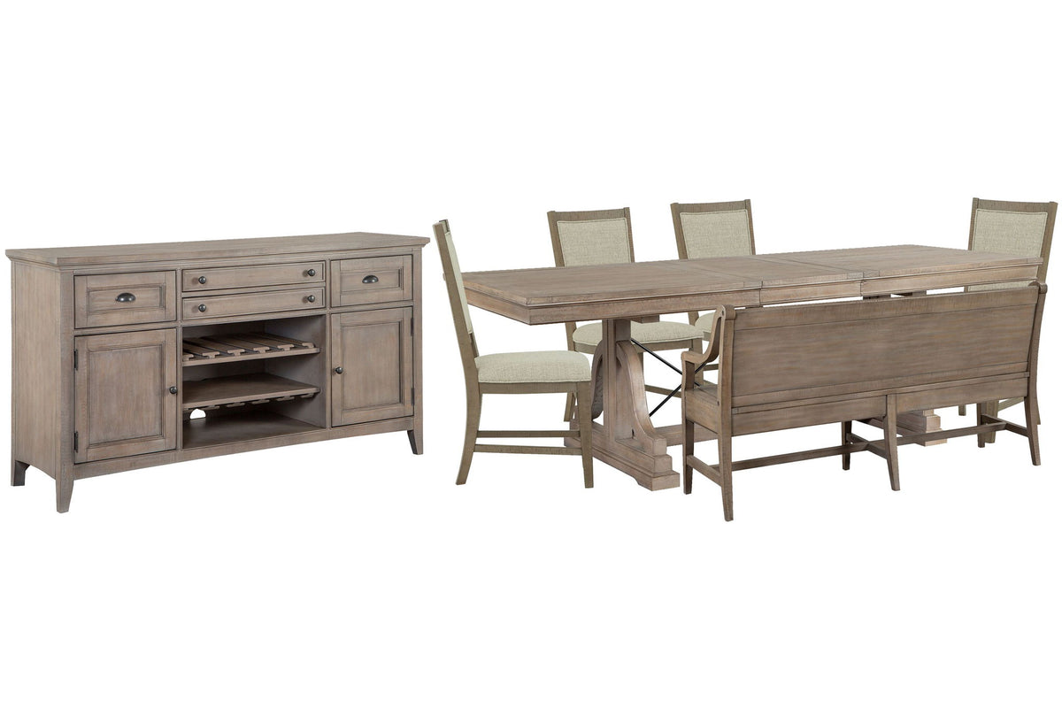 Paxton Place - Extendable Trestle Dining Table Set