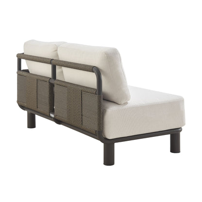 Brampton - Metal Outdoor Sectional With Cushions - Gray / Off White