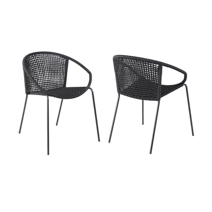 Snack - Indoor / Outdoor Stackable Steel Dining Chair (Set of 2) - Black