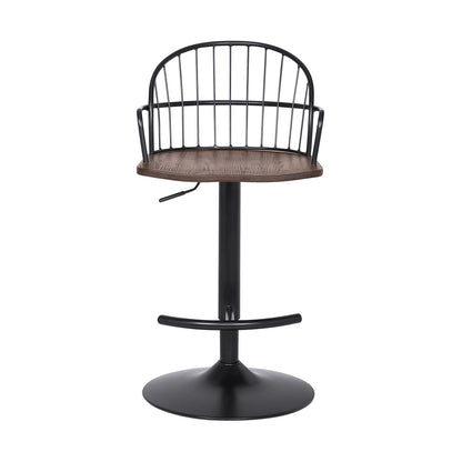 Edward - Adjustable Barstool - Black Powder / Walnut Glazed
