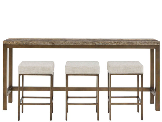 Montclair - Brindle Console With 3 Stools - Light Brown / Beige