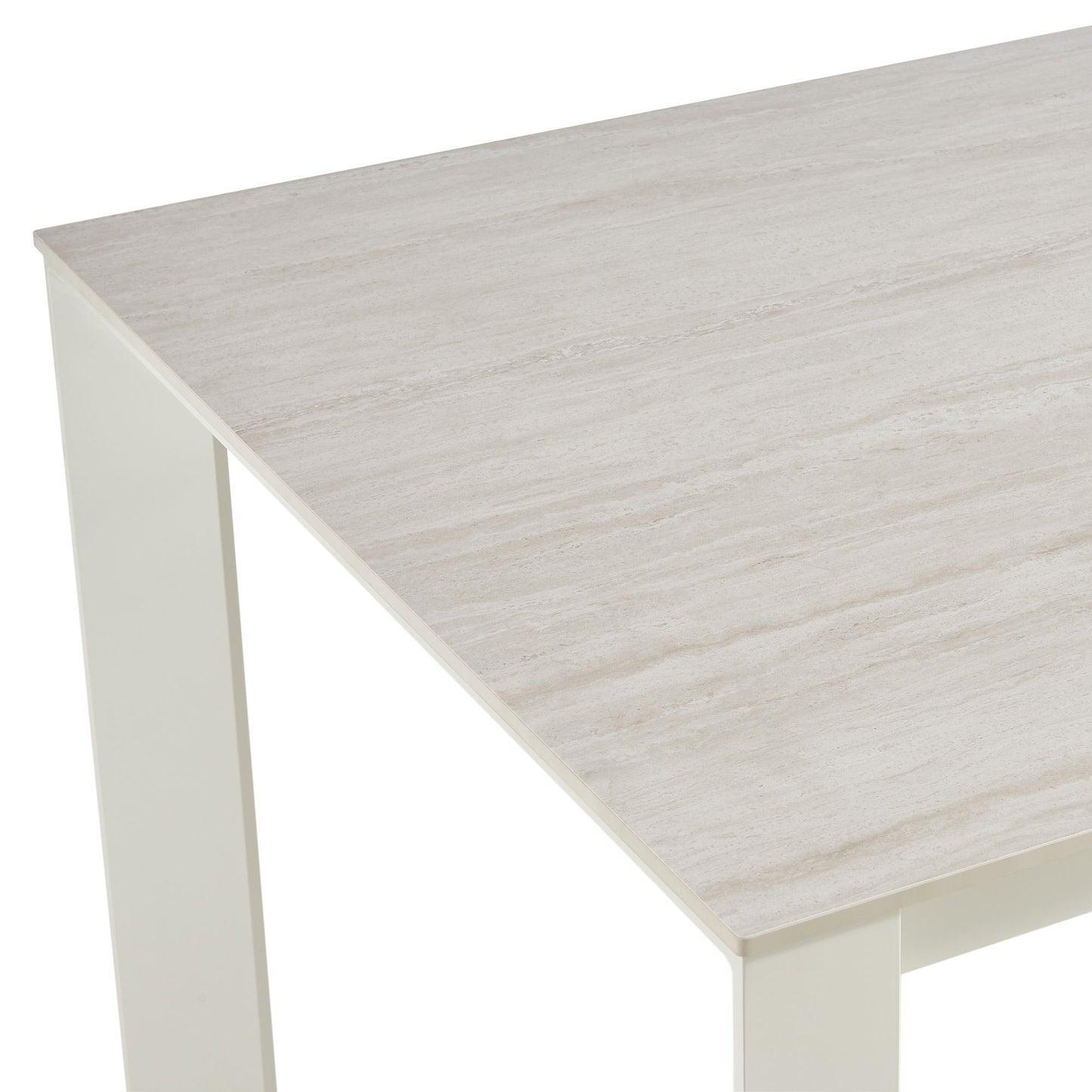 Breeze - Powder Coated Metal Rectangle Outdoor Dining Table With Sintered Stone Table Top - Cream