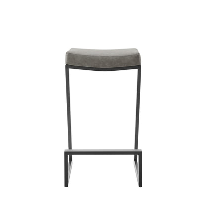 Atlantis - 30" Vintage Backless Bar Stool - Matte Black / Gray