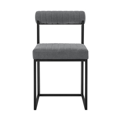 Devi Anastasia - 5 Piece Round Glass Dining Table Set - Matte Black / Anchor Gray