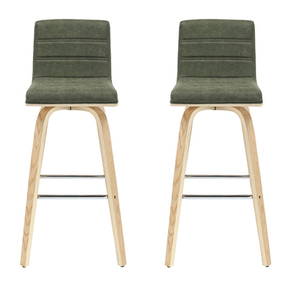 Vienna - 39.5" Swivel Bar Height Square Back Wood Bar Stool With Faux Leather Seat