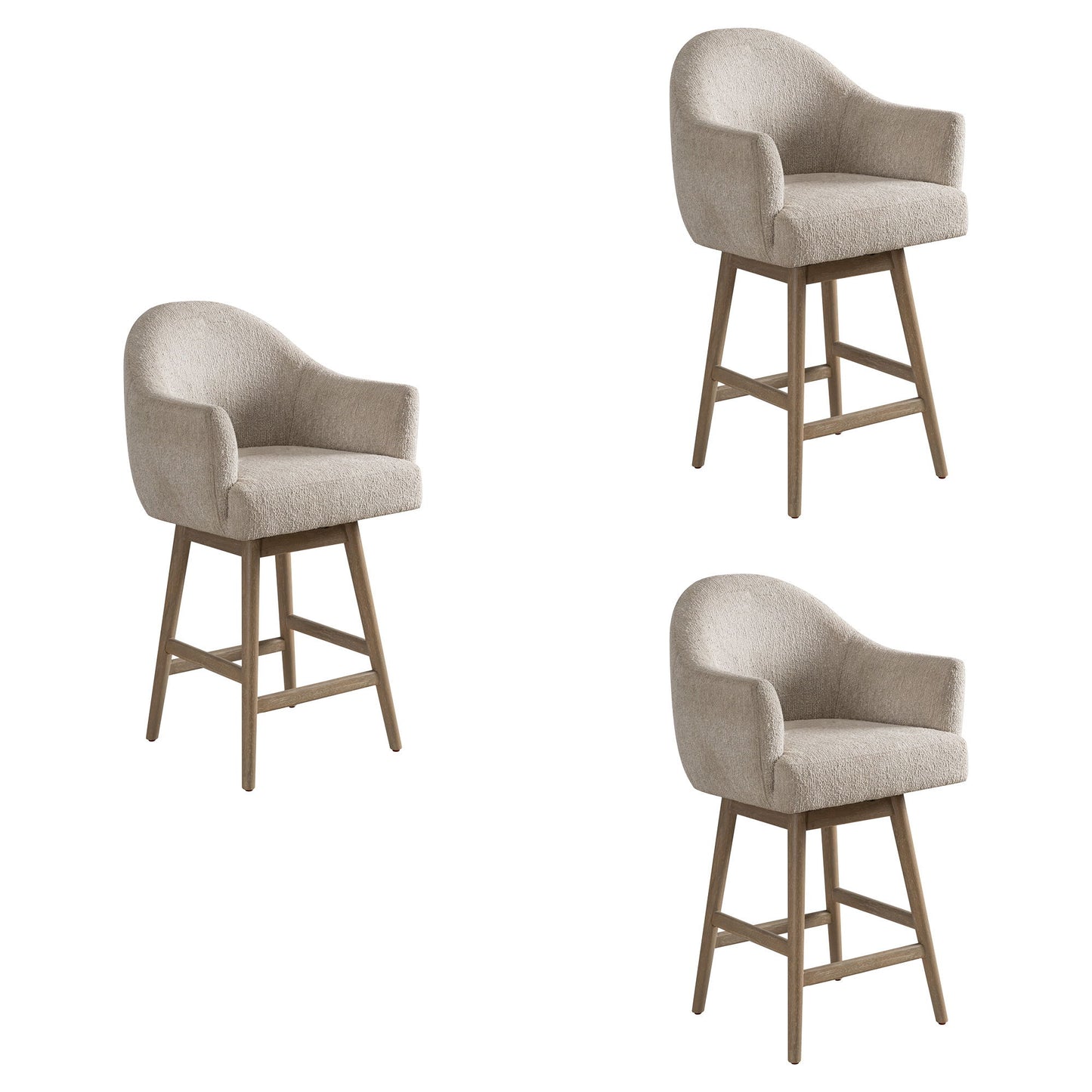 Jaxon - Solid Wood Upholstered 26" Counter Height Swivel Barstool