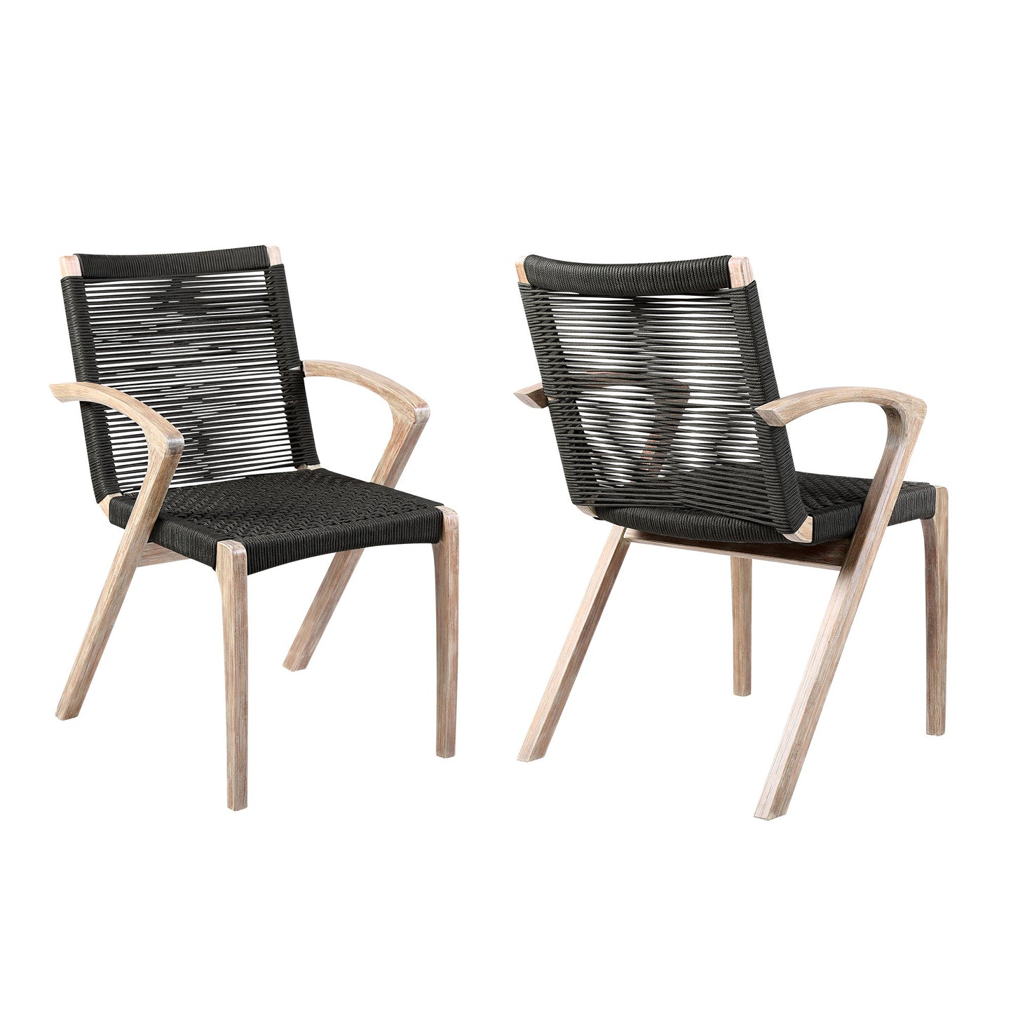 Nabila - Outdoor Wood And Rope Dining Chairs (Set of 2)