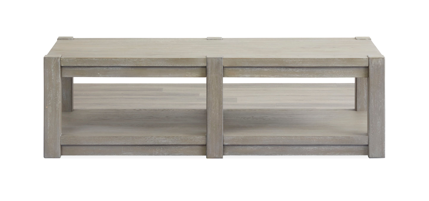 Burgess - Rectangular Shelf Cocktail Table With Casters - Calico Gray