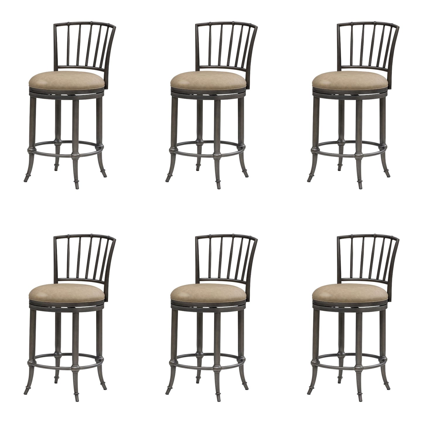 Vince - Commercial Grade Steel Frame Faux Leather Upholstered Swivel Counter Height Barstool