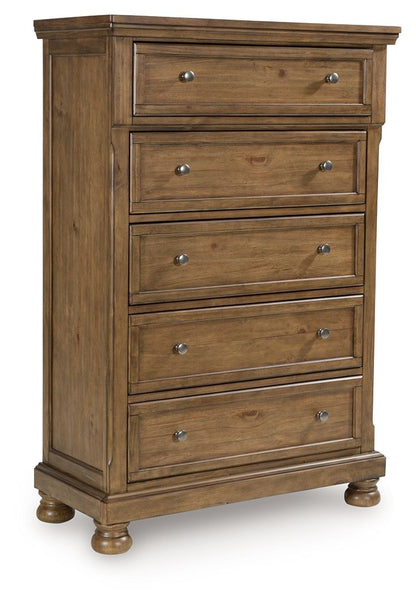 Feddinger - Five Drawer Chest - Medium Brown