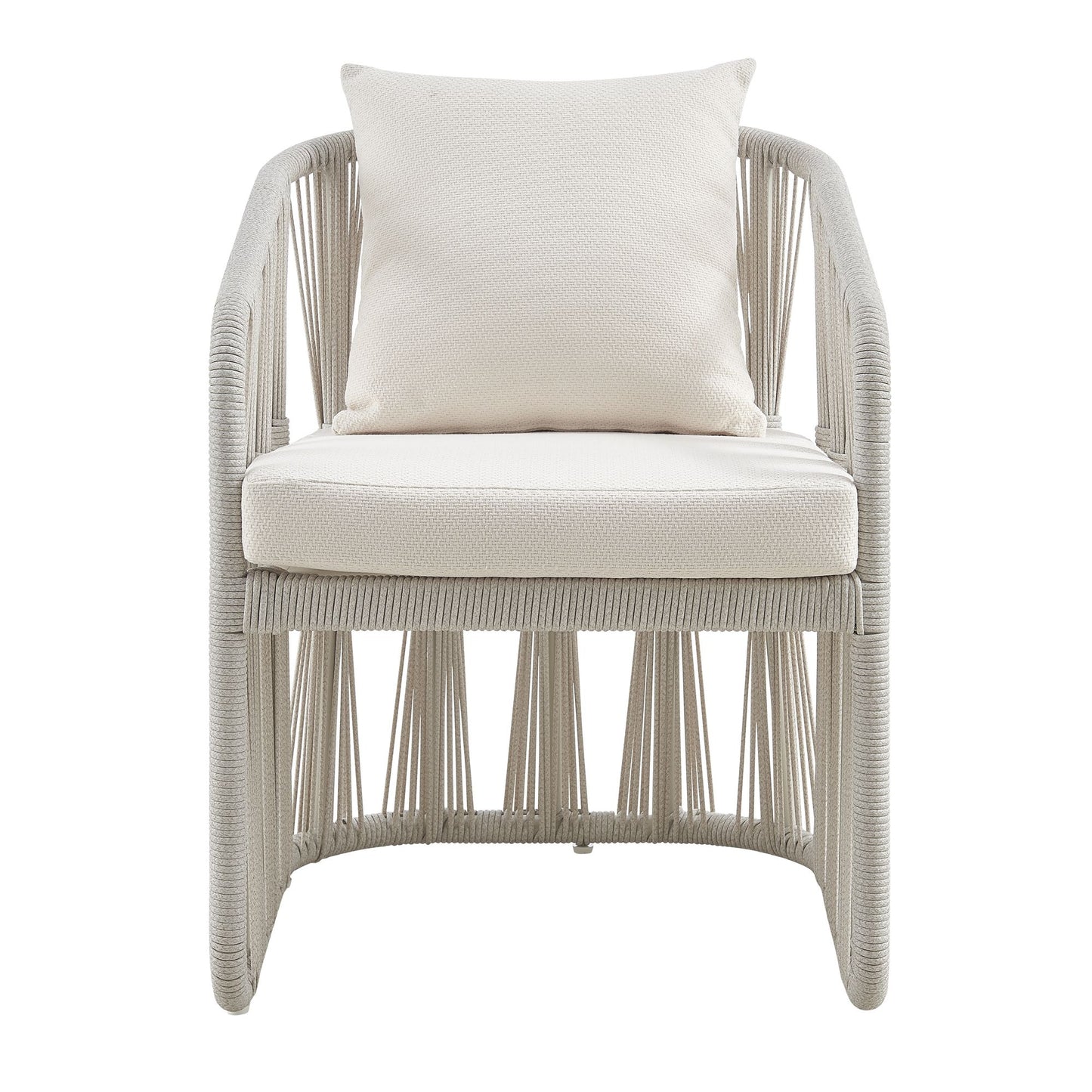 Breeze - Cream Metal Outdoor Dining Chair With Cushions - Pearl