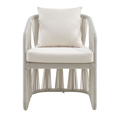 Breeze - Cream Metal Outdoor Dining Chair With Cushions - Pearl