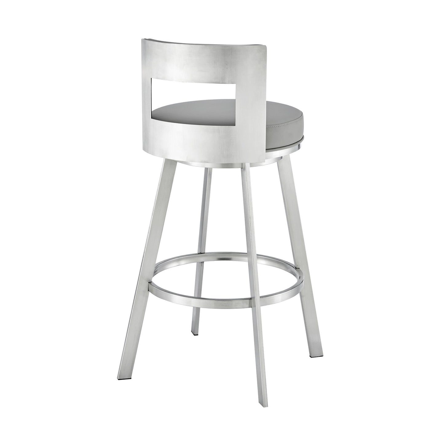 Lynof - Swivel Bar Stool - Brushed Stainless Steel Finish