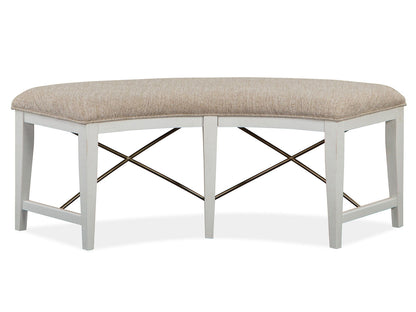Heron Cove - Curved Bench With Upholstered Seat - Chalk White