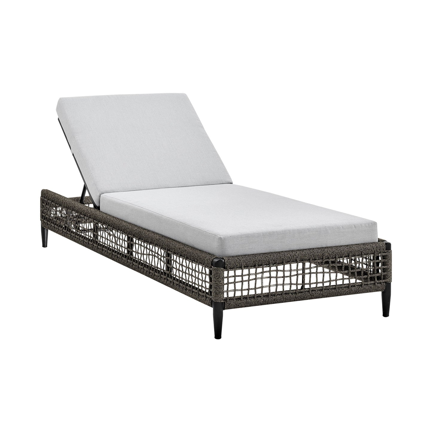 Alegria - Outdoor Patio Adjustable Chaise Lounge Chair In Aluminum With Gray Rope And Cushions