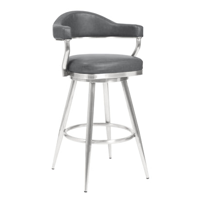 Justin - 26" Counter Height Swivel Vintage Bar Stool - Gray / Brushed