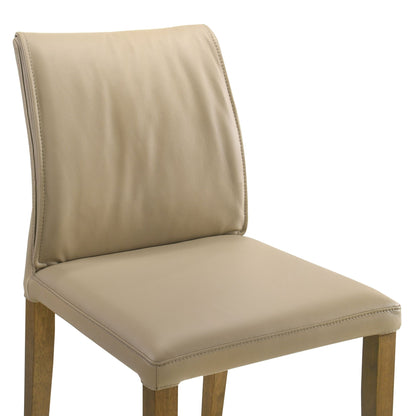 Velena - Full Back Top Grain Leather Upholstered Wood Dining Chairs (Set of 2) - Khaki