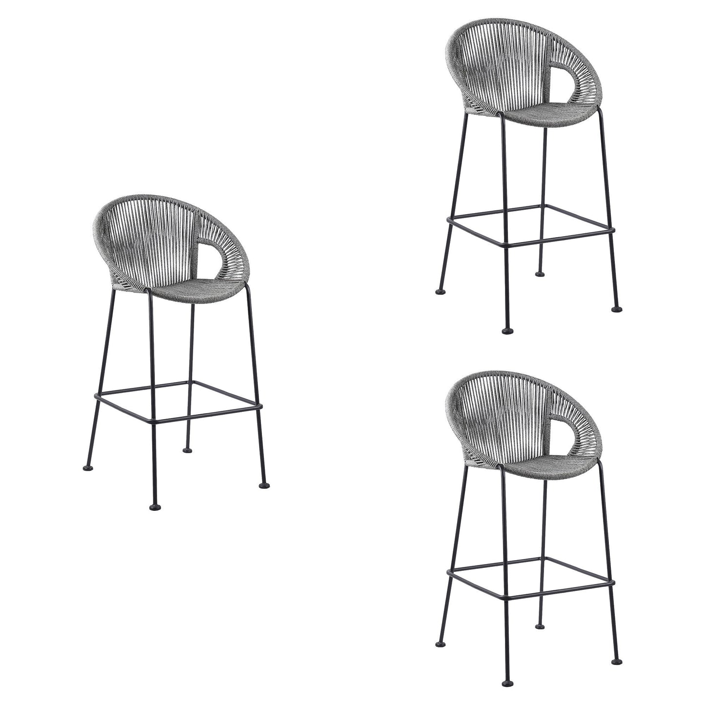 Acapulco - 30" Indoor Outdoor Steel Bar Stool With Rope Set of 2