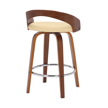 Sonia - 26" Counter Height Swivel Bar Stool - Walnut Wood