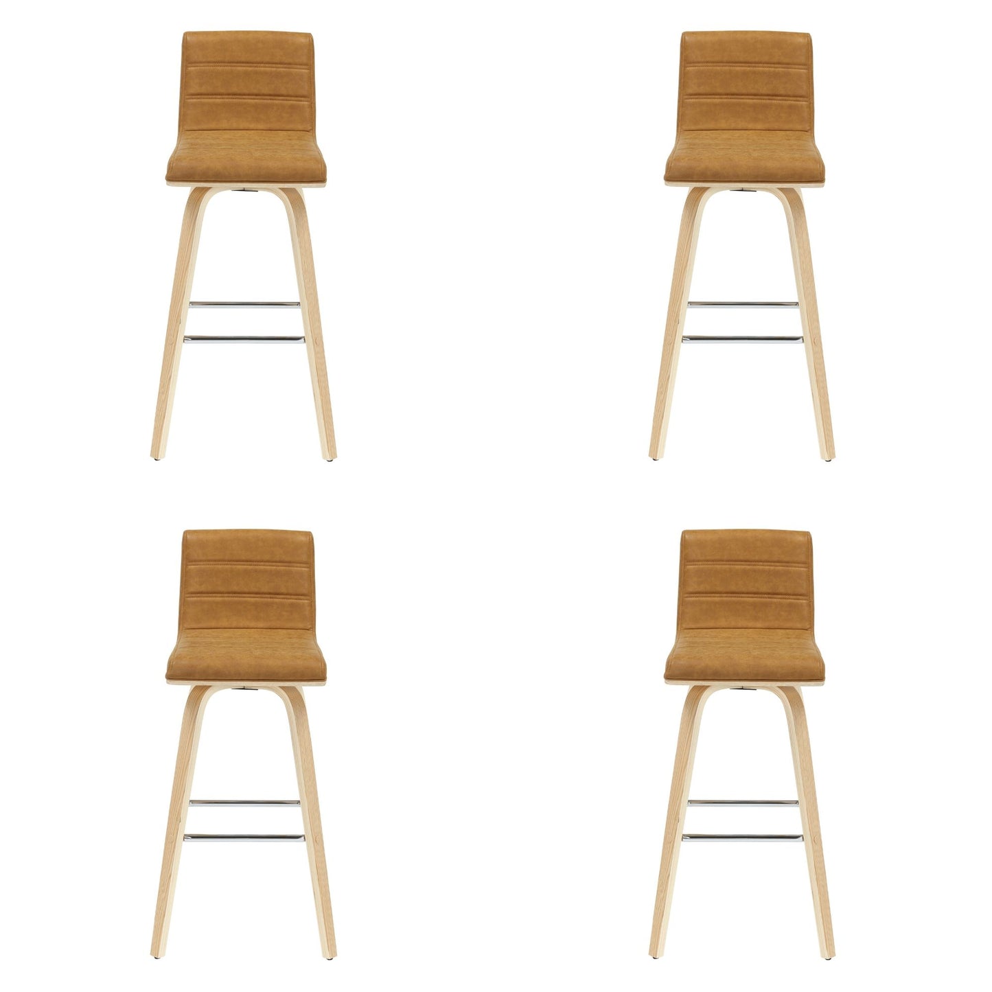 Vienna - 39.5" Swivel Bar Height Square Back Wood Bar Stool With Faux Leather Seat