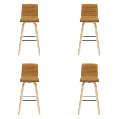 Vienna - 39.5" Swivel Bar Height Square Back Wood Bar Stool With Faux Leather Seat