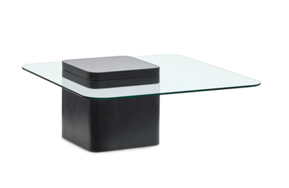 Donora - Square Cocktail Table - Clear Glass And Obsidian