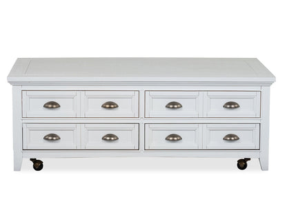 Heron Cove - Lift Top Storage Cocktail Table With Casters - Chalk White