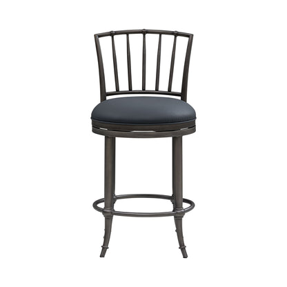 Vince - Commercial Grade Steel Frame Faux Leather Upholstered Swivel Counter Height Barstool