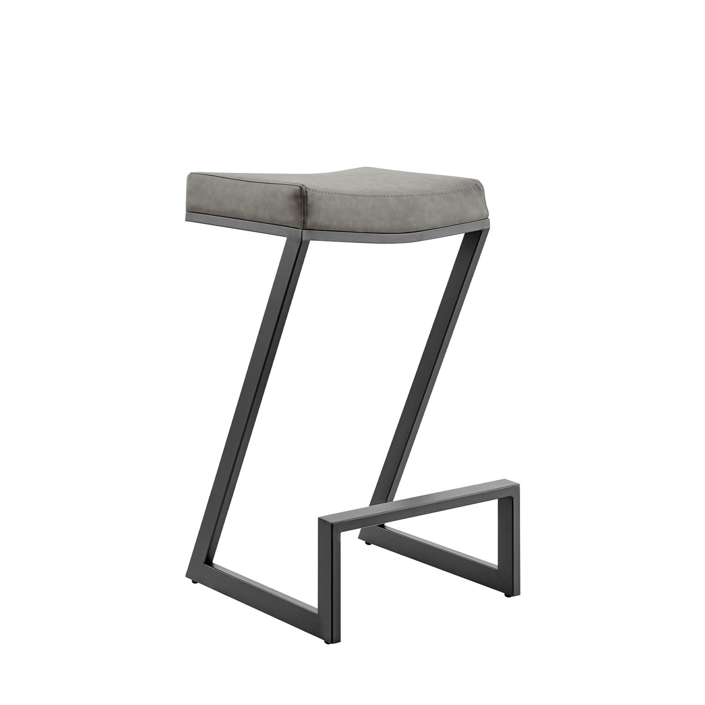 Atlantis - 30" Vintage Backless Bar Stool - Matte Black / Gray