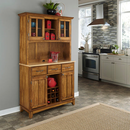 Buffet Of Buffets - Buffet With Hutch Natural Wood Top