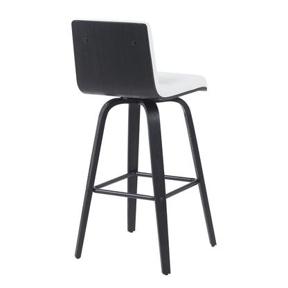 Vienna - Modern Swivel Bar Height Stool - Black Brushed Wood Frame