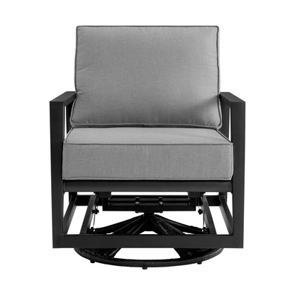 Grand - Aluminum Outdoor Swivel Glider Chair With Cushions - Black / Dark Gray