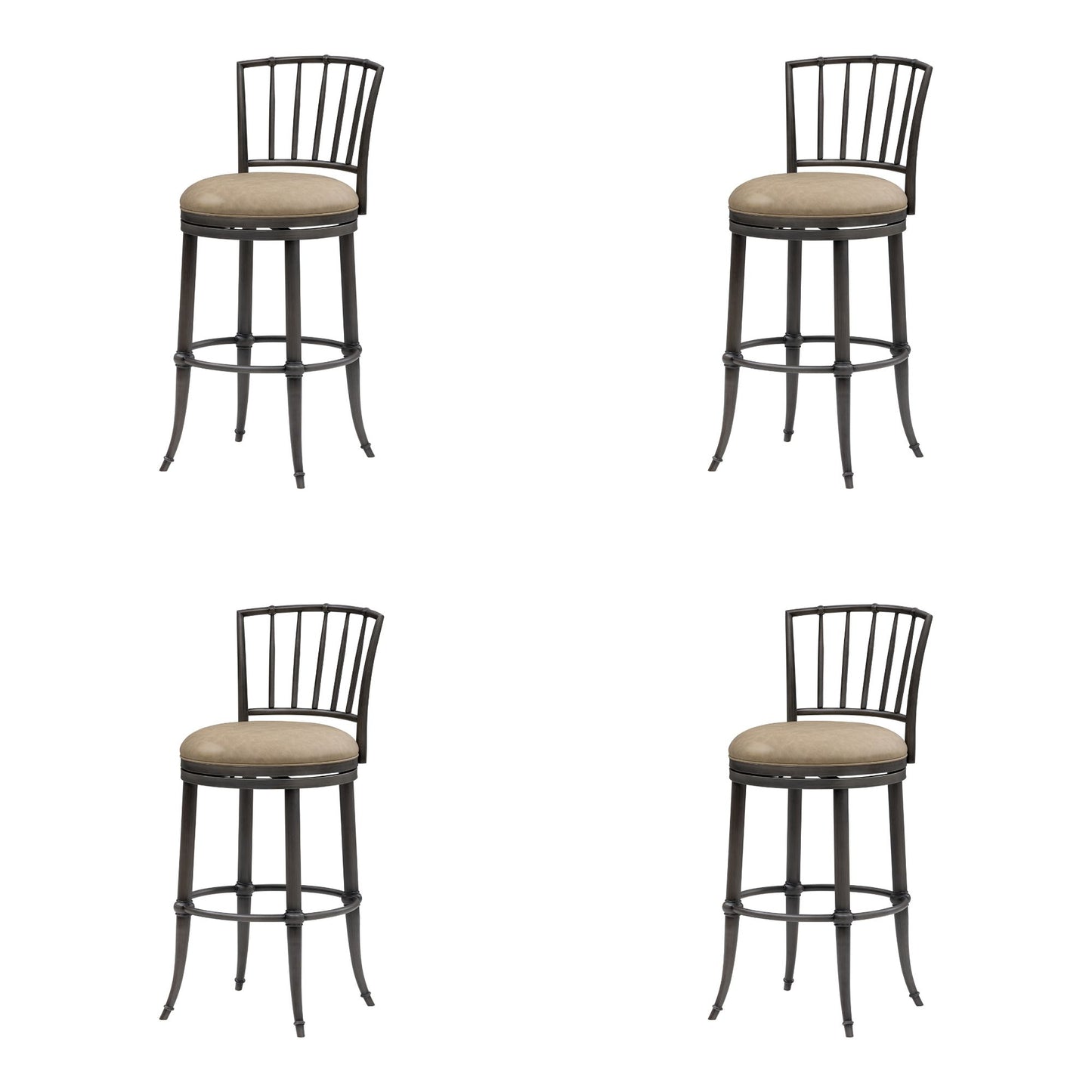 Vince - Commercial Grade Steel Frame Faux Leather Upholstered Swivel Bar Height Barstool