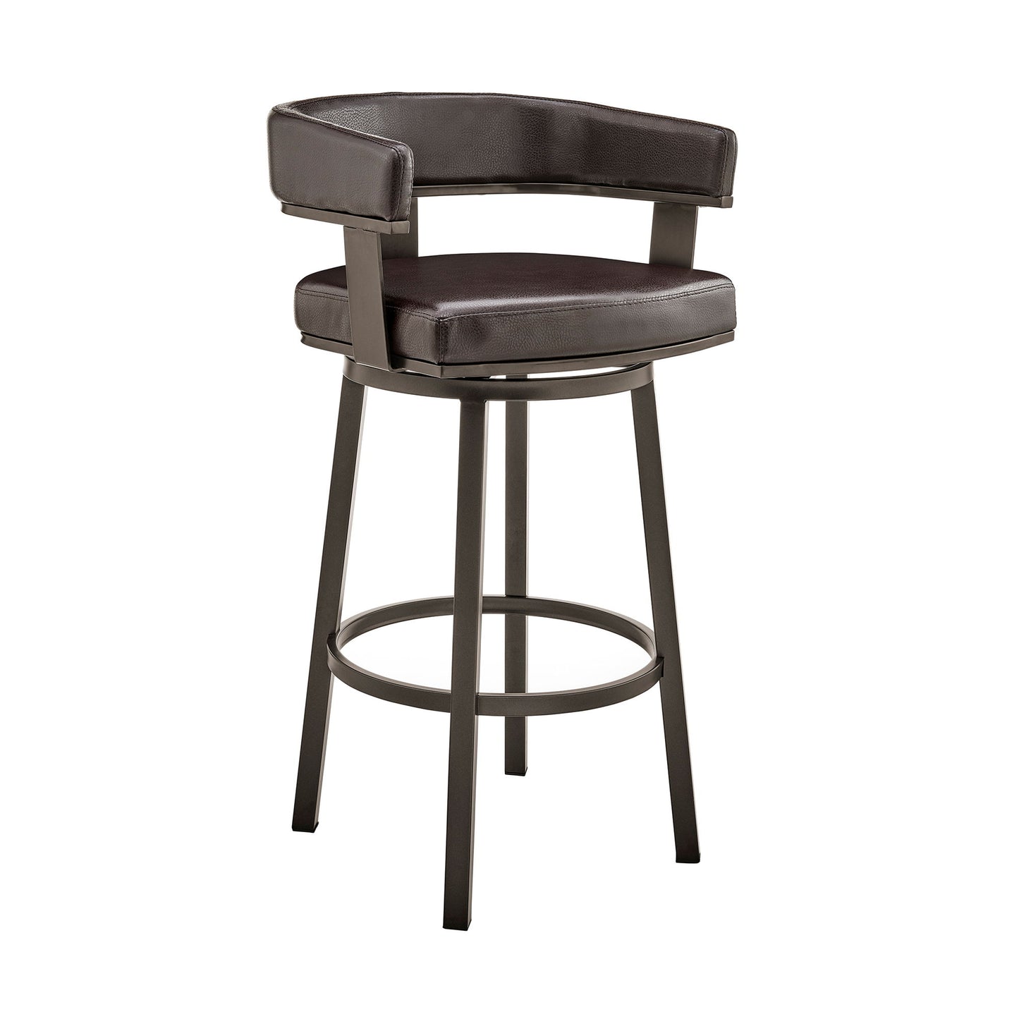 Cohen - 26" Counter Height Swivel Bar Stool - Java Brown Finish And Faux Leather