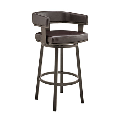 Cohen - 26" Counter Height Swivel Bar Stool - Java Brown Finish And Faux Leather