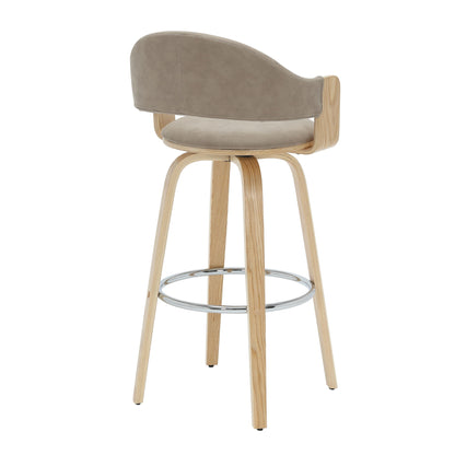 Daxton - Swivel Bar Height Round Back Wood Bar Stool With Faux Leather Seat